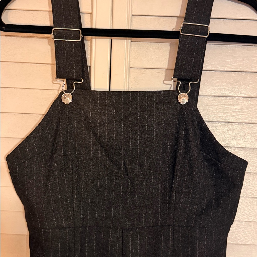 Forever 21 Black Pinstripe Overall Jumpsuit